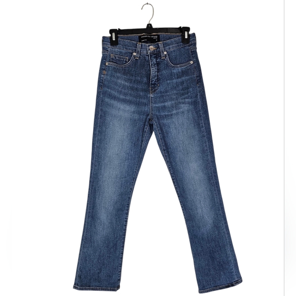 Veronica Beard Carly Kick Flare High Rise Straight Leg Blue Jeans 28 Preowned